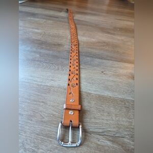 Genuine Leather Floral Embossed Western Cowgirl Leather Belt Made in Mexico